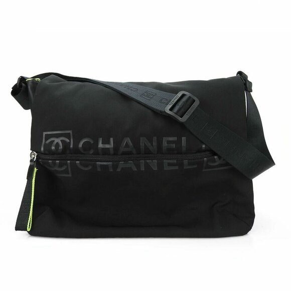 CHANEL Mesh & Rubber Sports Line Shoulder Bag Black - Picture 1 of 13